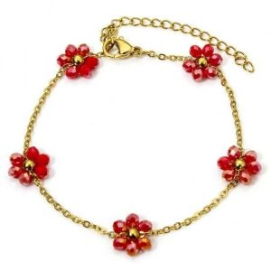 Red Flower Bracelet