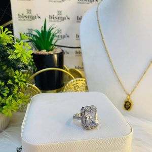 Diamond Style Silver Adjustable Ring