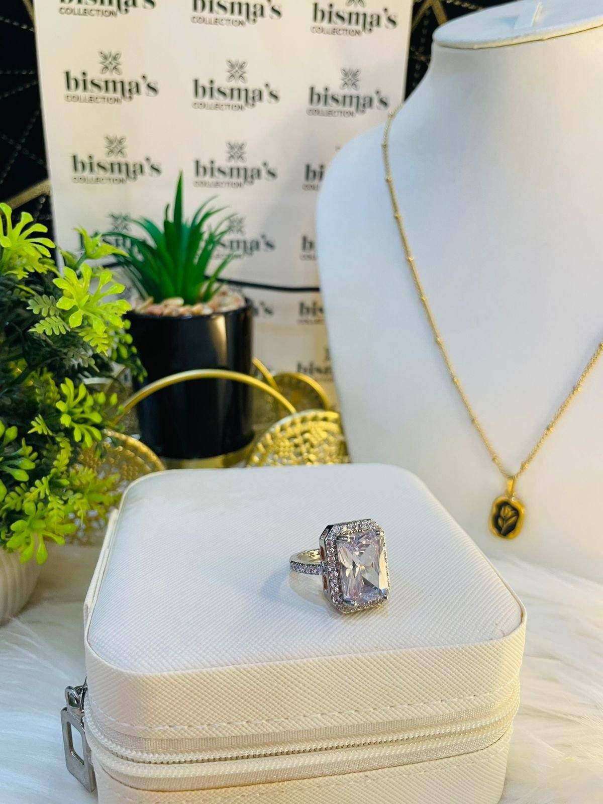 Diamond Style Silver Adjustable Ring