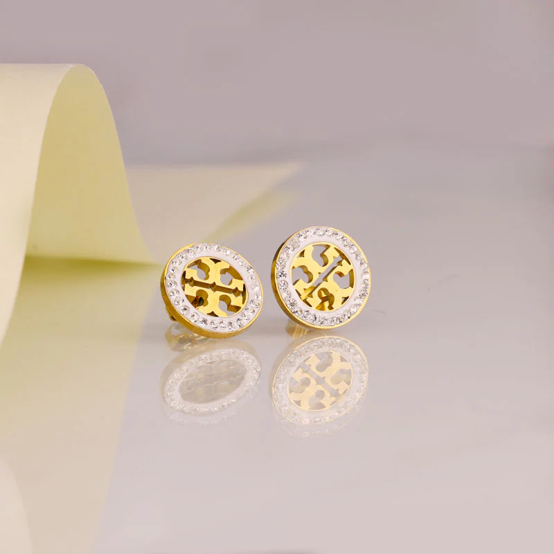 Crystal Emblem Circle Studs