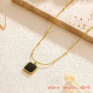 black and white double sided square pendant