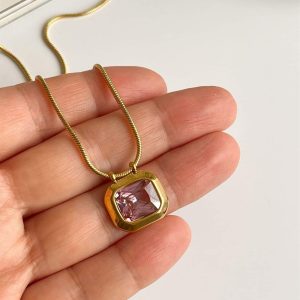 Square Pink Necklace