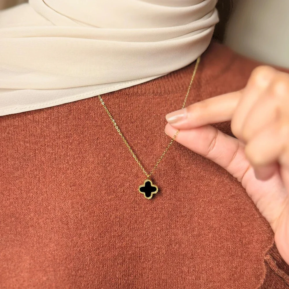 Black Four Leaf Clover Pendant