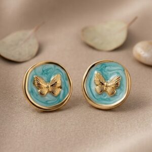 Golden Butterfly Stud
