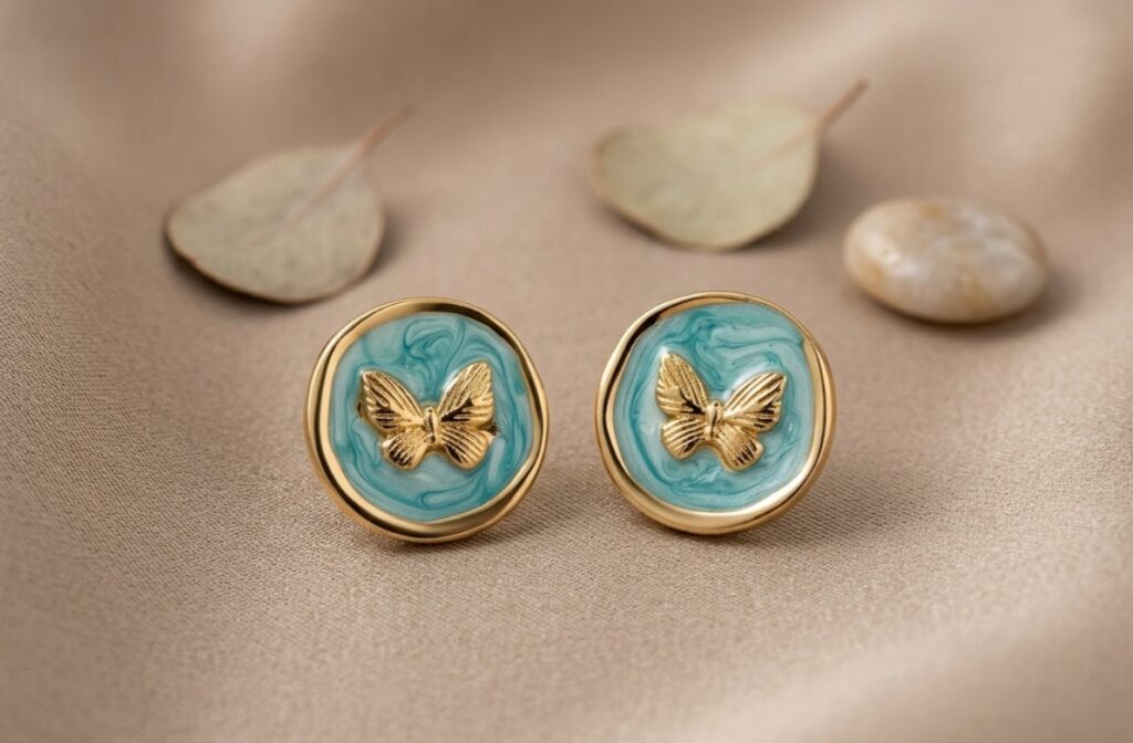 Golden Butterfly Stud