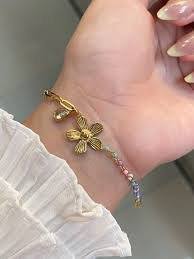 Golden Daisy & Pastel Rainbow Bracelet